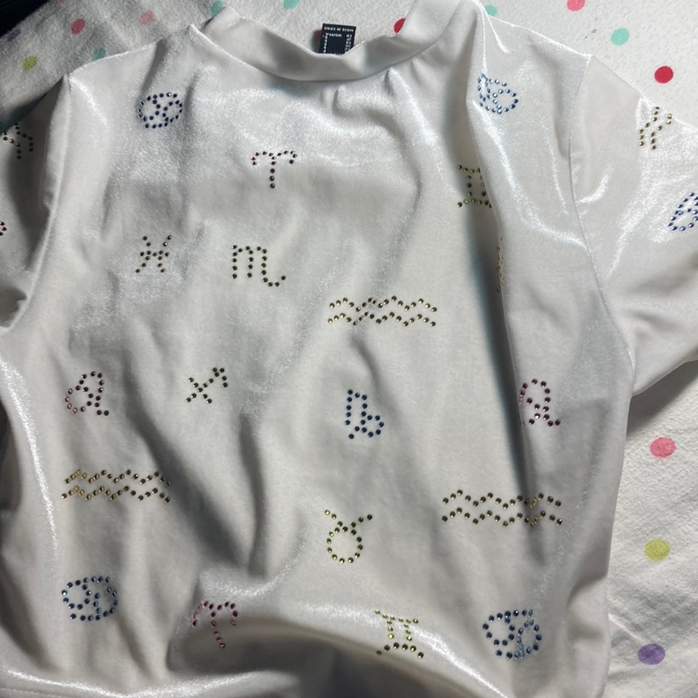 Crop top silky fabric with zodiac signs size small